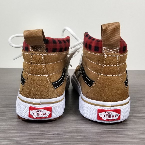 Vans Kids Sk8 Hi MTE 1 Skate Shoe  Brown / Plaid Suede, Little Kid Size 11 - Picture 5 of 13